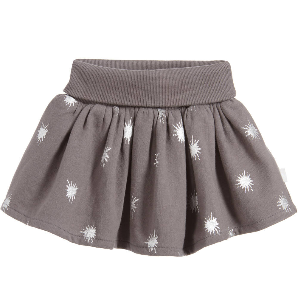 The Little Tailor - تنورة لون رمادي بطبعة نجوم للفتيات  | Childrensalon