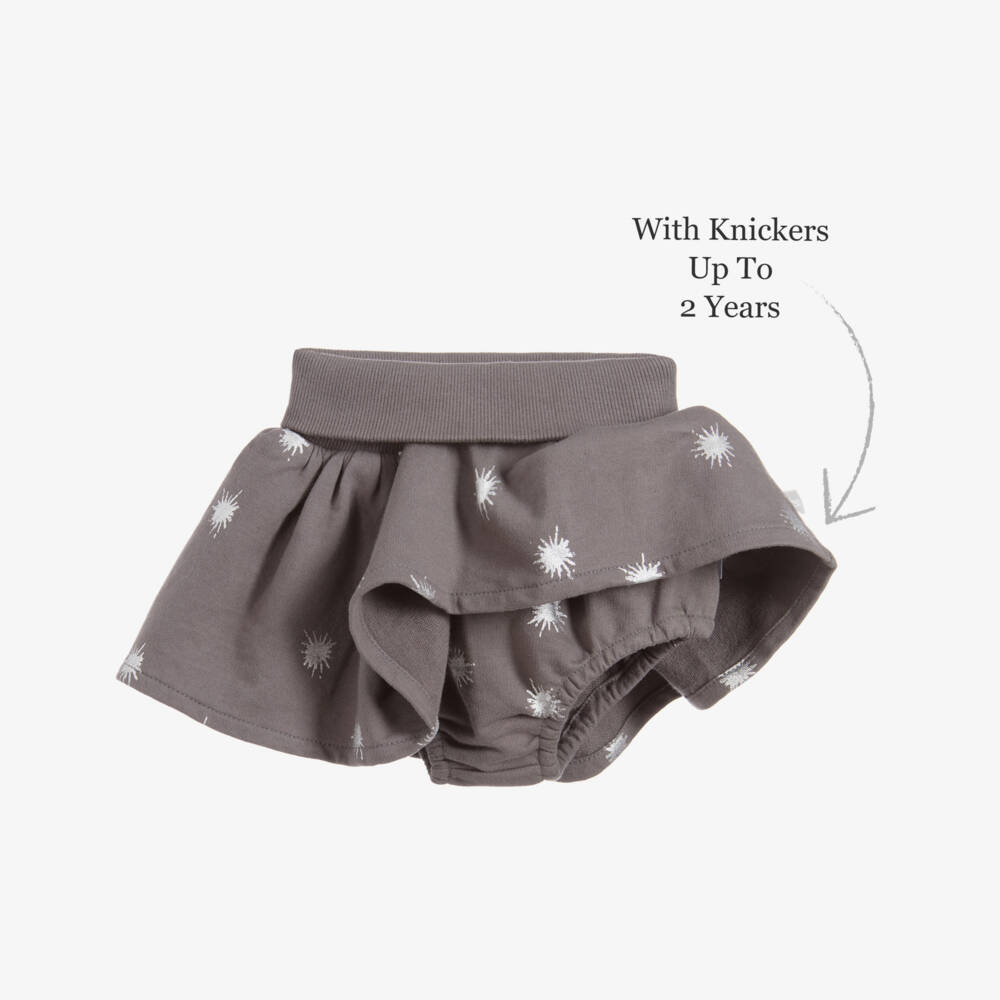 The Little Tailor-تنورة لون رمادي بطبعة نجوم للفتيات | Childrensalon Outlet