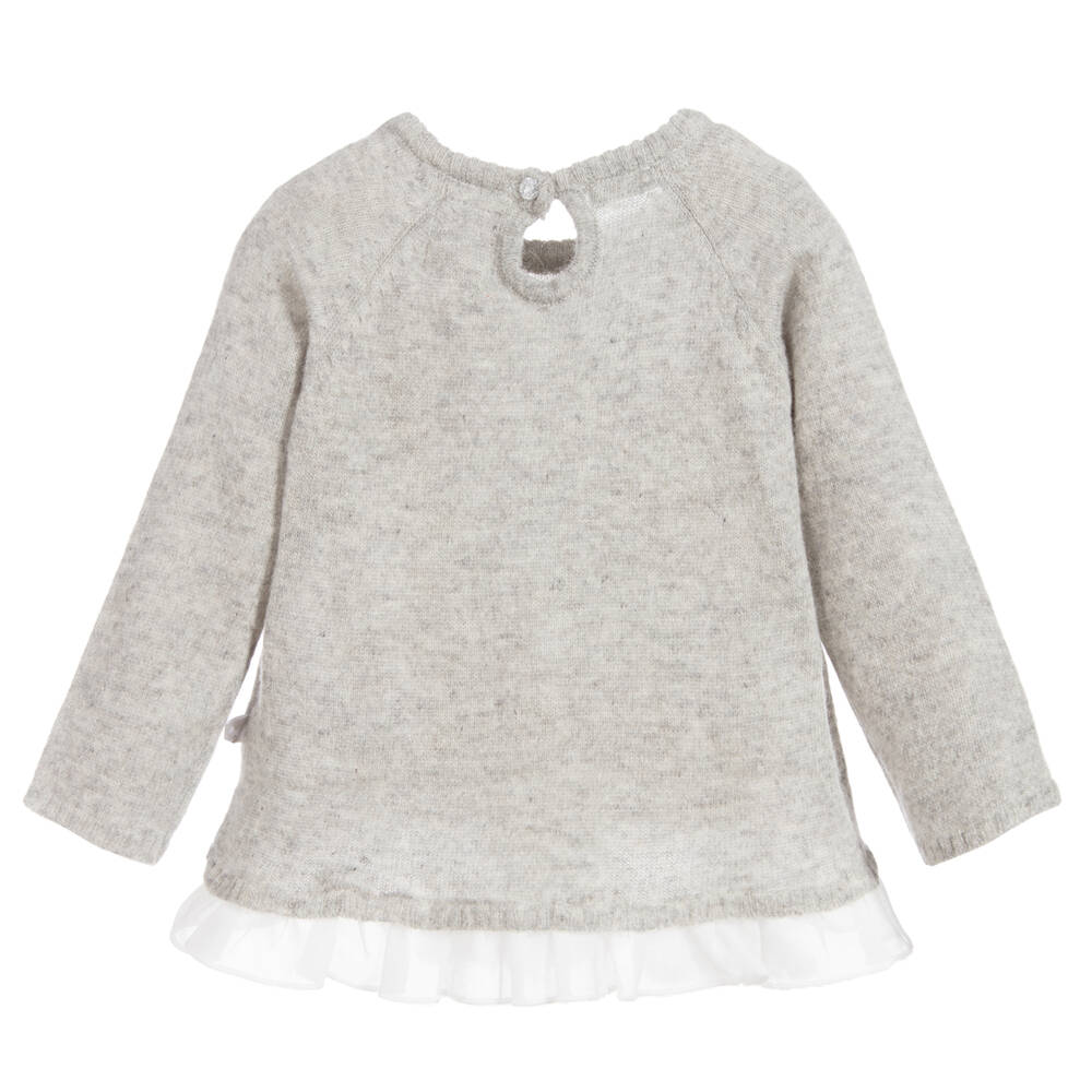The Little Tailor-Girls Grey Wool Blend Sweater | Childrensalon Outlet