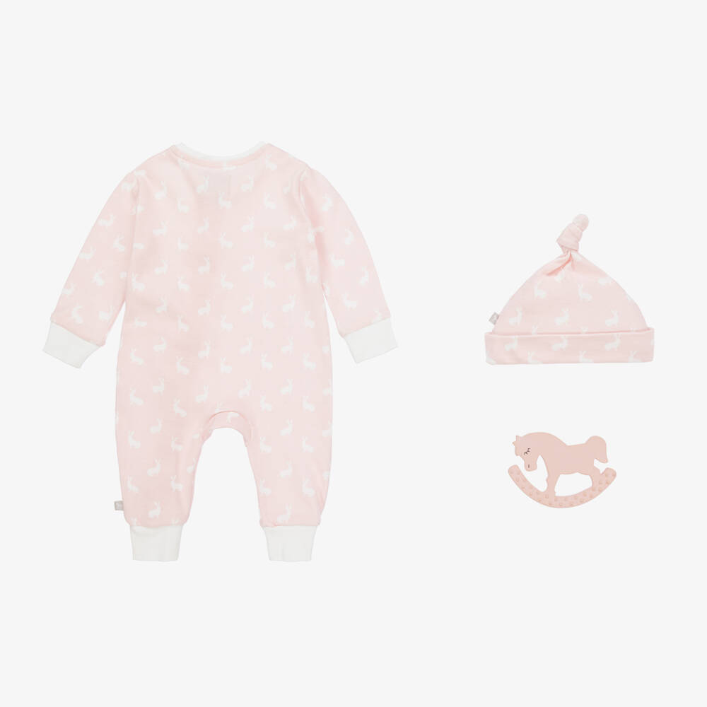The Little Tailor-طقم بيبي بناتي قطن وردي بتصميم الأرنب | Childrensalon Outlet