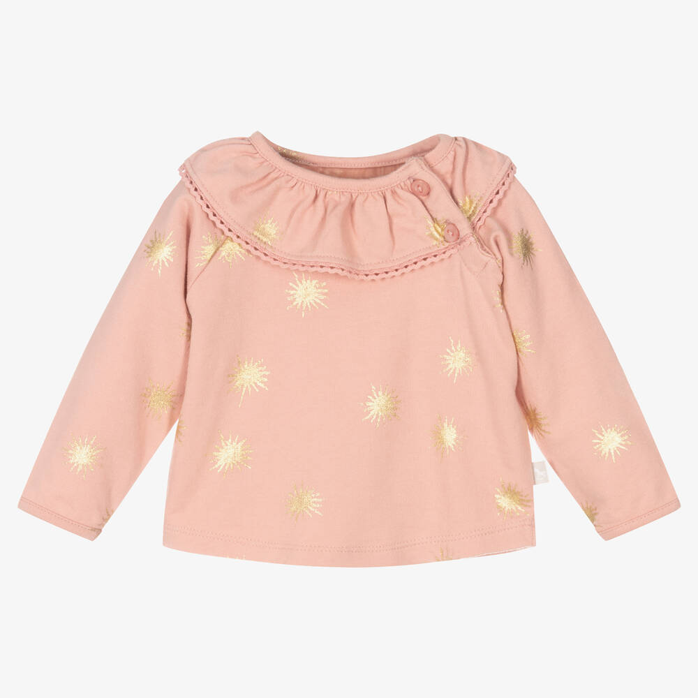 The Little Tailor - Girls Pink Cotton Top | Childrensalon