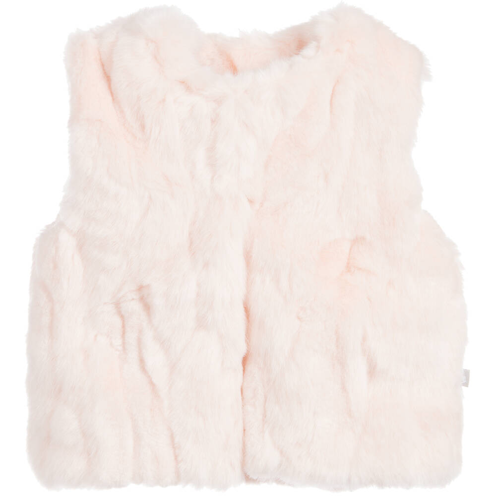 The Little Tailor - Girls Pink Fur Gilet | Childrensalon