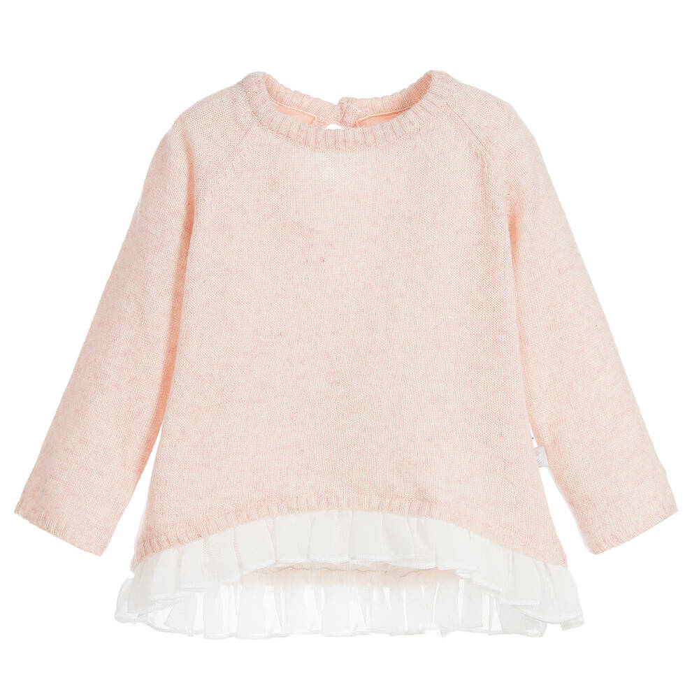 The Little Tailor - Girls Pink Wool Blend Sweater | Childrensalon
