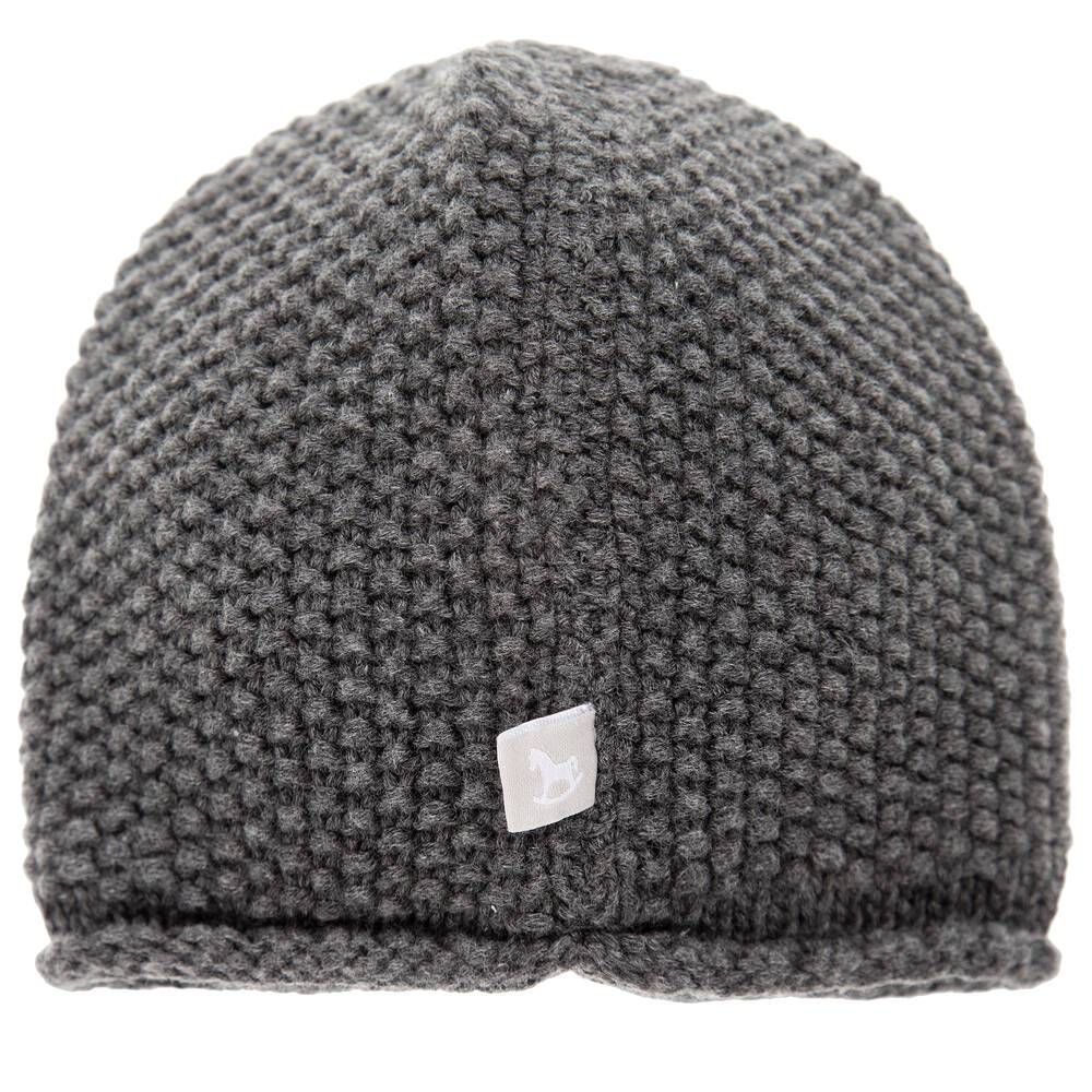 The Little Tailor-Grey Cotton Knit Baby Hat | Childrensalon Outlet