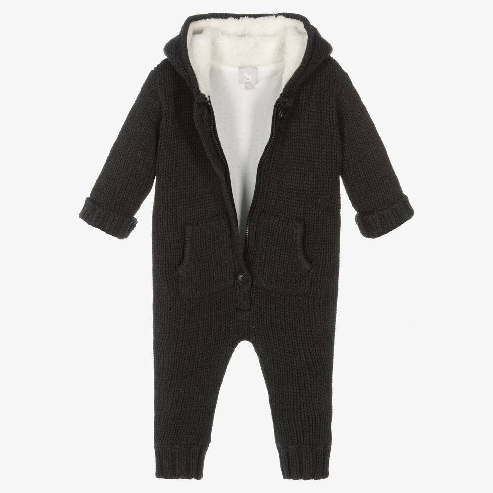 The Little Tailor-Grey Cotton Knitted Pramsuit | Childrensalon Outlet
