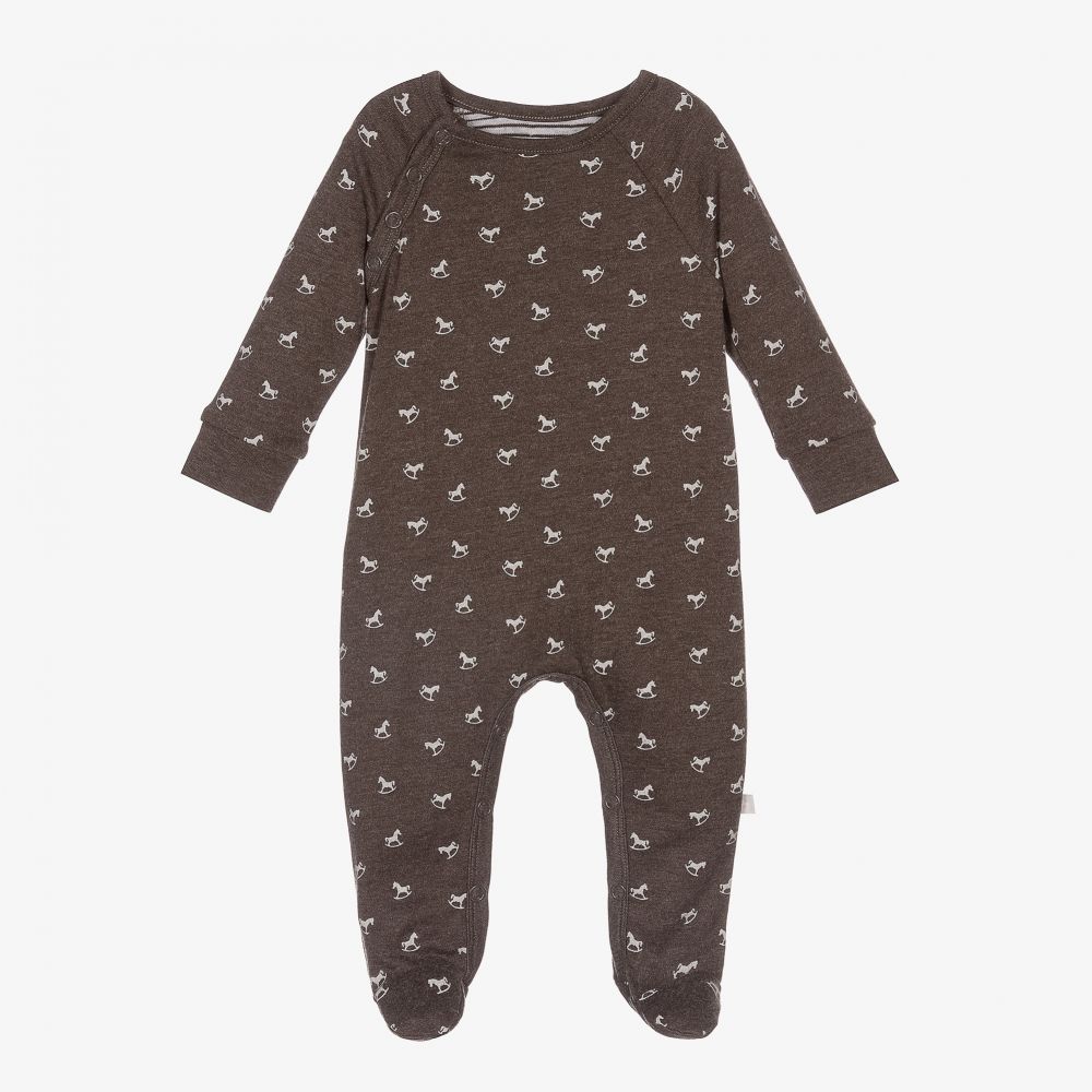 The Little Tailor-Grey Cotton Logo Babygrow | Childrensalon Outlet