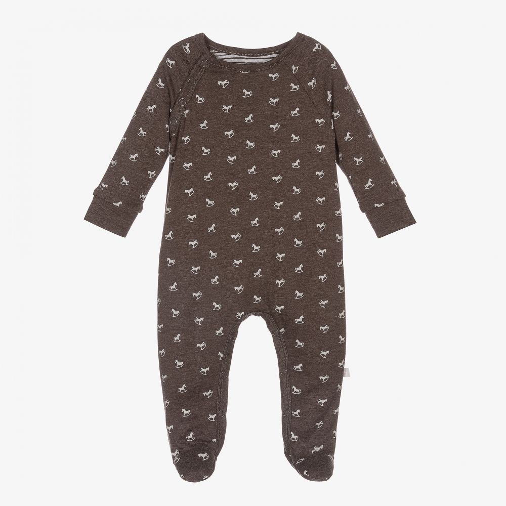 The Little Tailor - Grey Cotton Logo Babygrow | Childrensalon