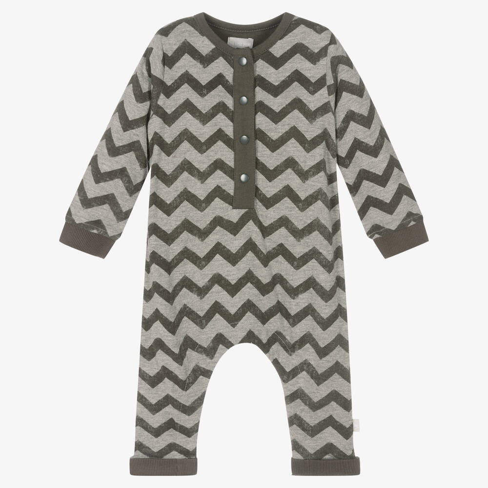 The Little Tailor - Grey Cotton Zigzag Babysuit | Childrensalon
