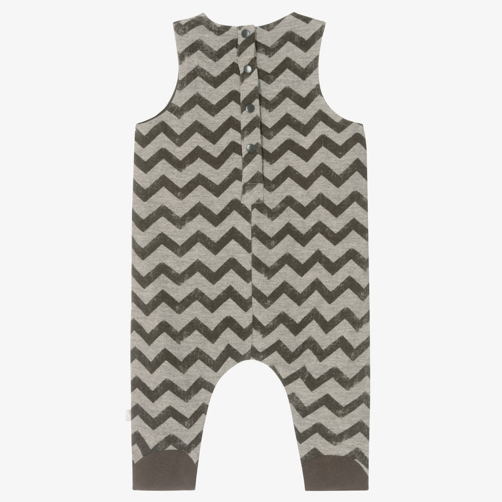 The Little Tailor-Grey Cotton Zigzag Dungarees | Childrensalon Outlet
