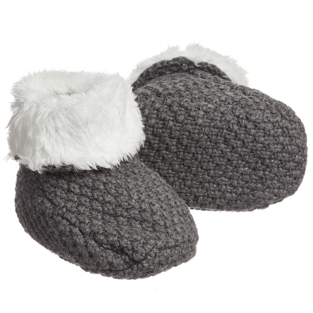 The Little Tailor - Grey Knitted Baby Booties | Childrensalon