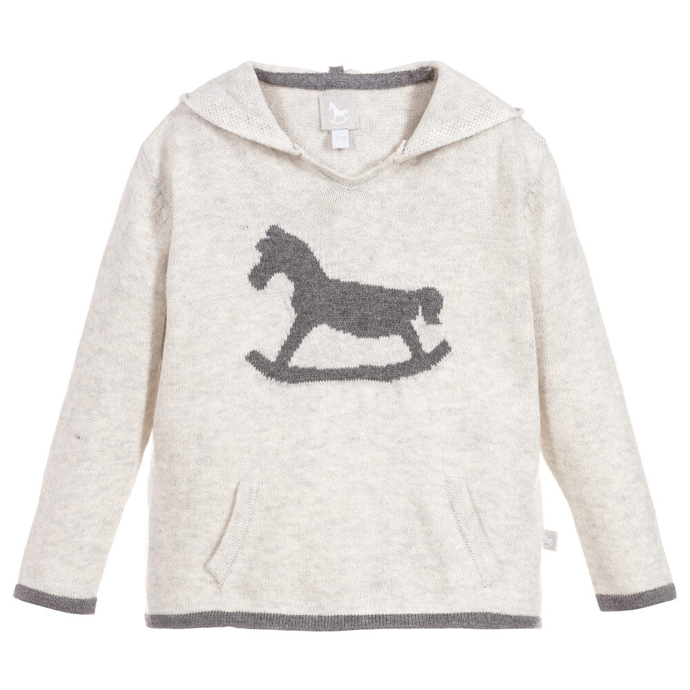 The Little Tailor - Grey Knitted Hooded Sweater | Childrensalon