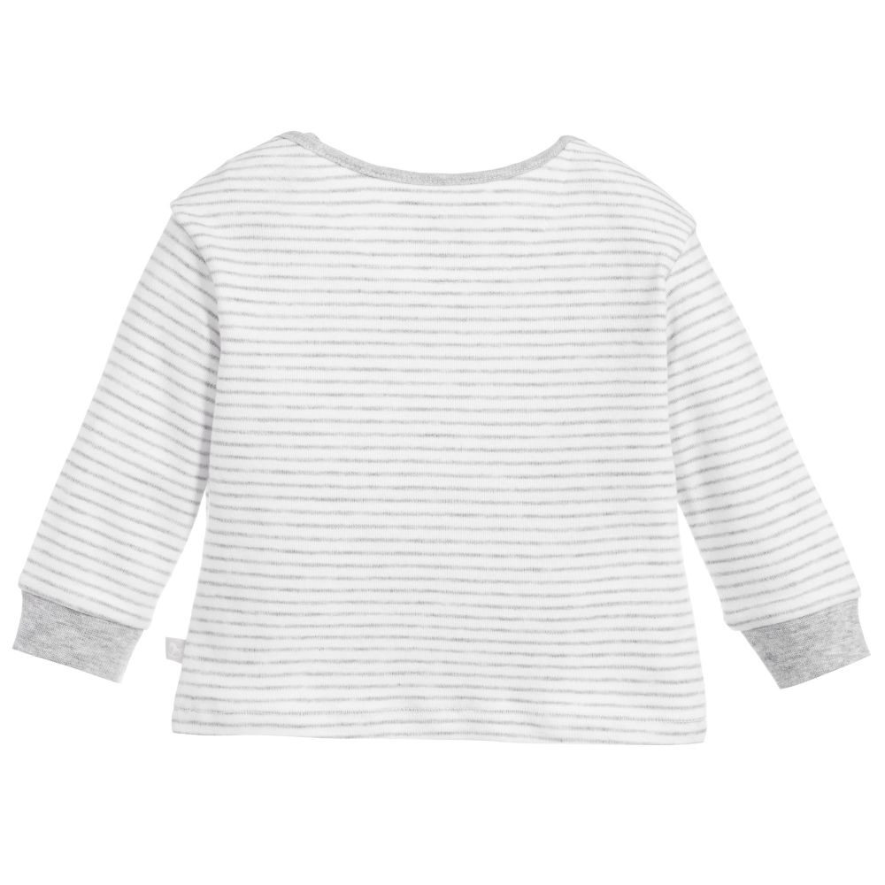 The Little Tailor-Grey Striped Cotton Baby Top | Childrensalon Outlet