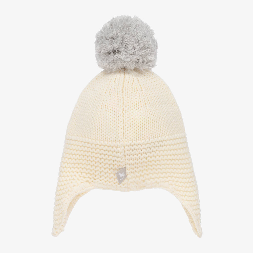 The Little Tailor-Ivory Cotton Knit Bobble Hat | Childrensalon Outlet