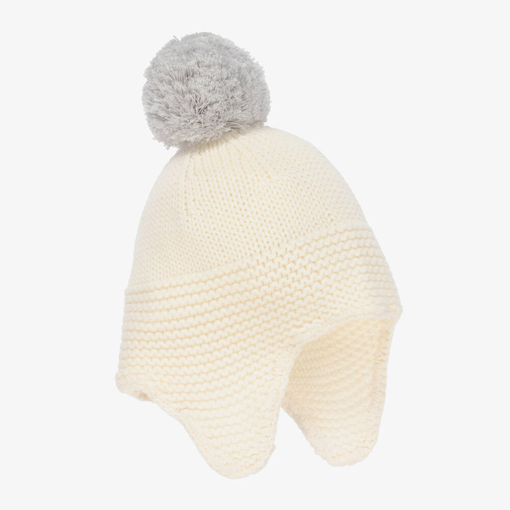 The Little Tailor-Ivory Cotton Knit Bobble Hat | Childrensalon Outlet