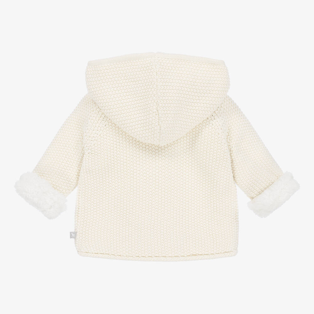 The Little Tailor-Кремовое вязаное прогулочное пальто из хлопка с капюшоном | Childrensalon Outlet