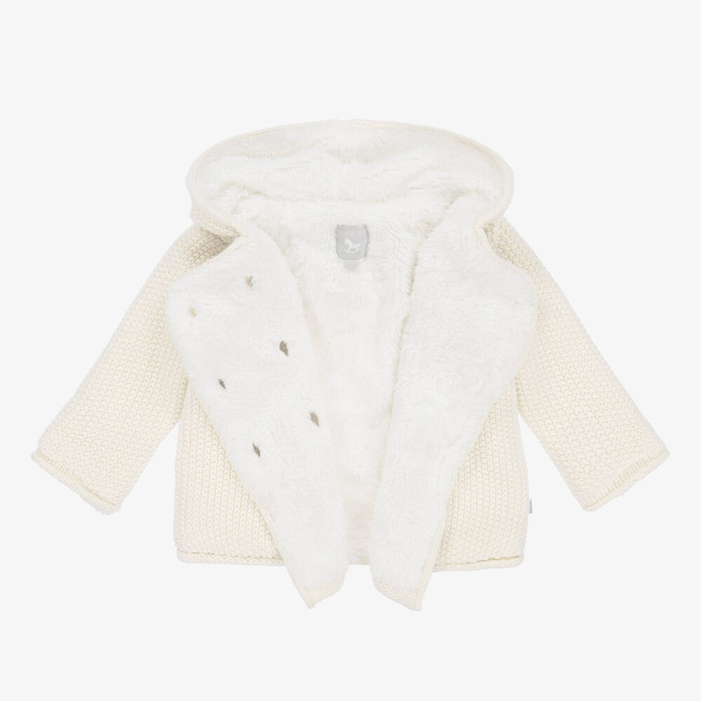 The Little Tailor-Кремовое вязаное прогулочное пальто из хлопка с капюшоном | Childrensalon Outlet