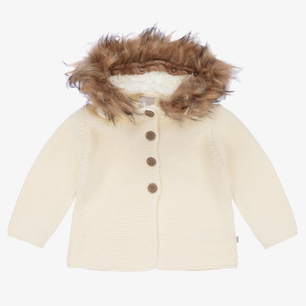 The Little Tailor - Ivory Knitted Pram Coat | Childrensalon