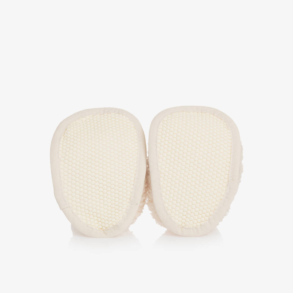 The Little Tailor-Ivory Sherpa Fleece Baby Booties | Childrensalon Outlet