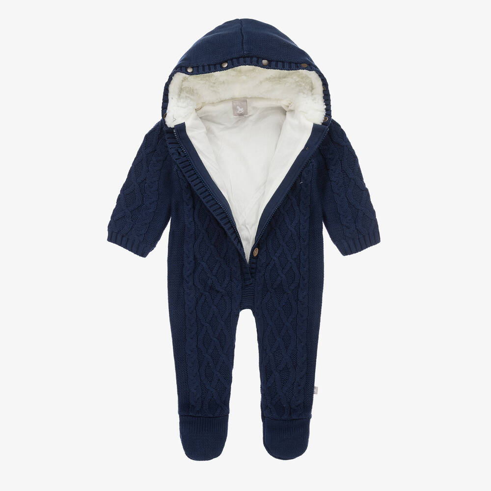 The Little Tailor-أوفرول للخروج قطن محبوك لون كحلي للأطفال | Childrensalon Outlet