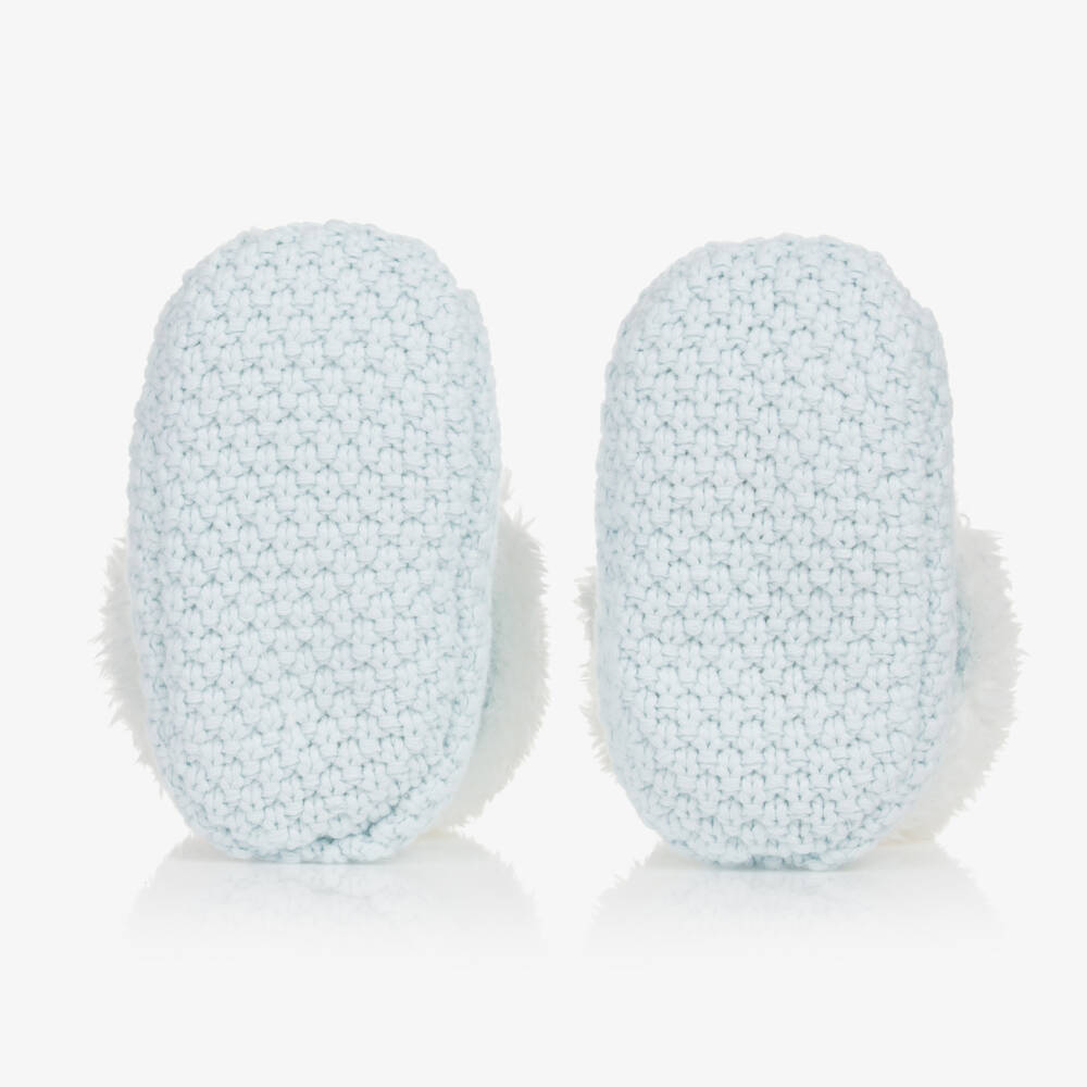 The Little Tailor-Pale Blue Knitted Baby Booties | Childrensalon Outlet