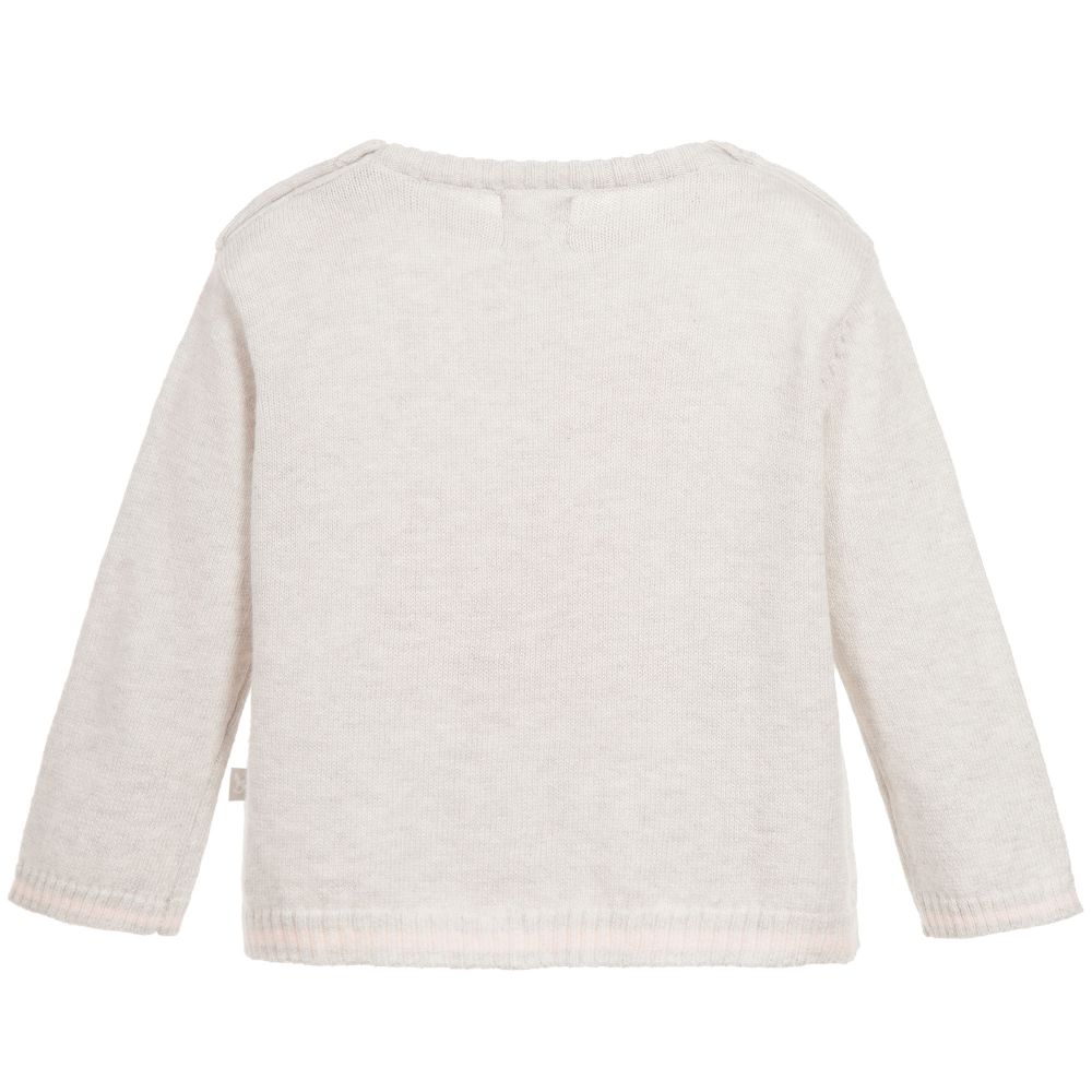 The Little Tailor-Pale Grey Knitted Baby Sweater | Childrensalon Outlet