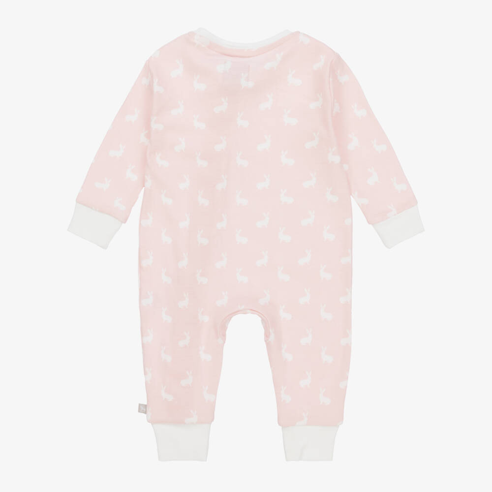 The Little Tailor-Pink Hare Print Cotton Jersey Romper | Childrensalon Outlet