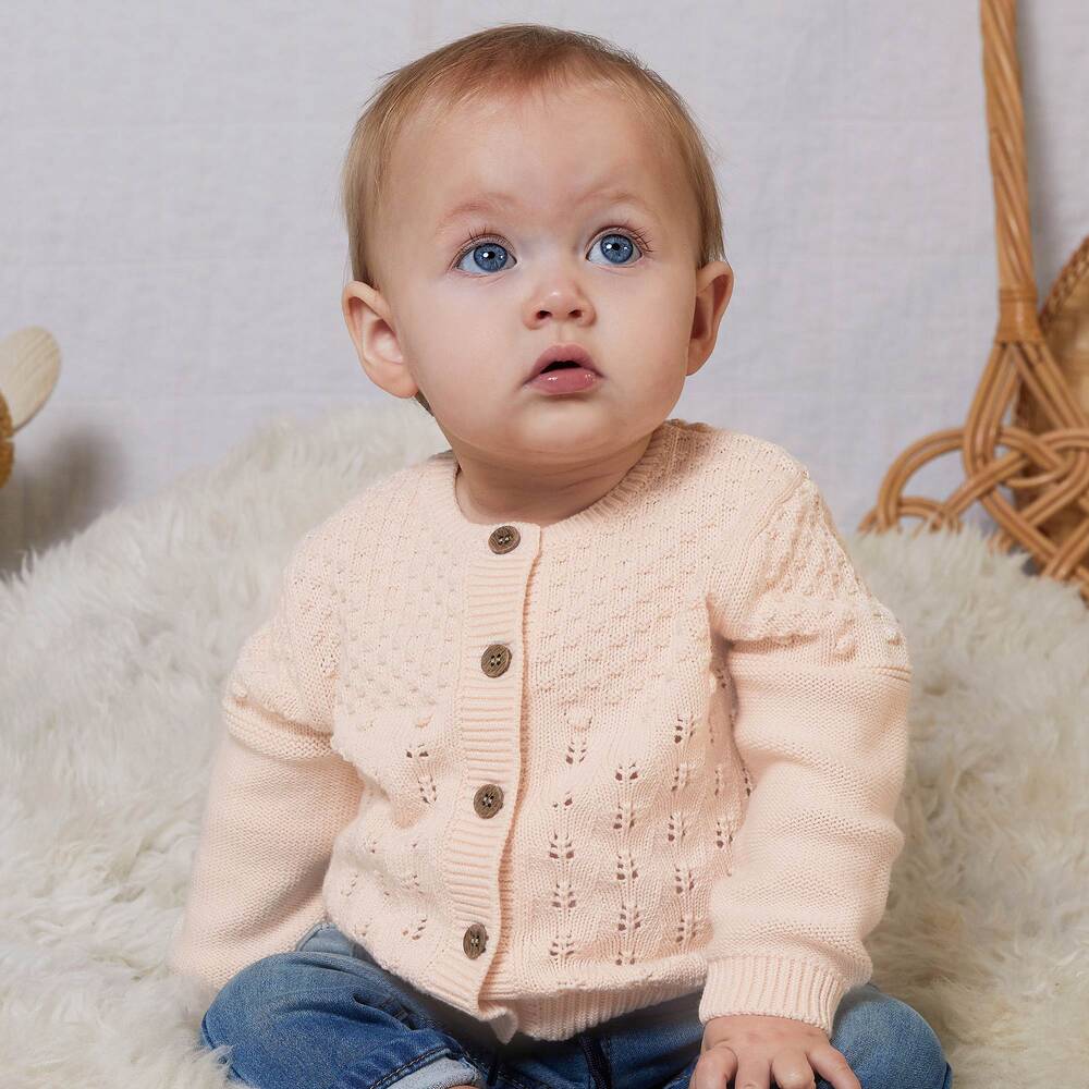 Pink cardigan baby clearance