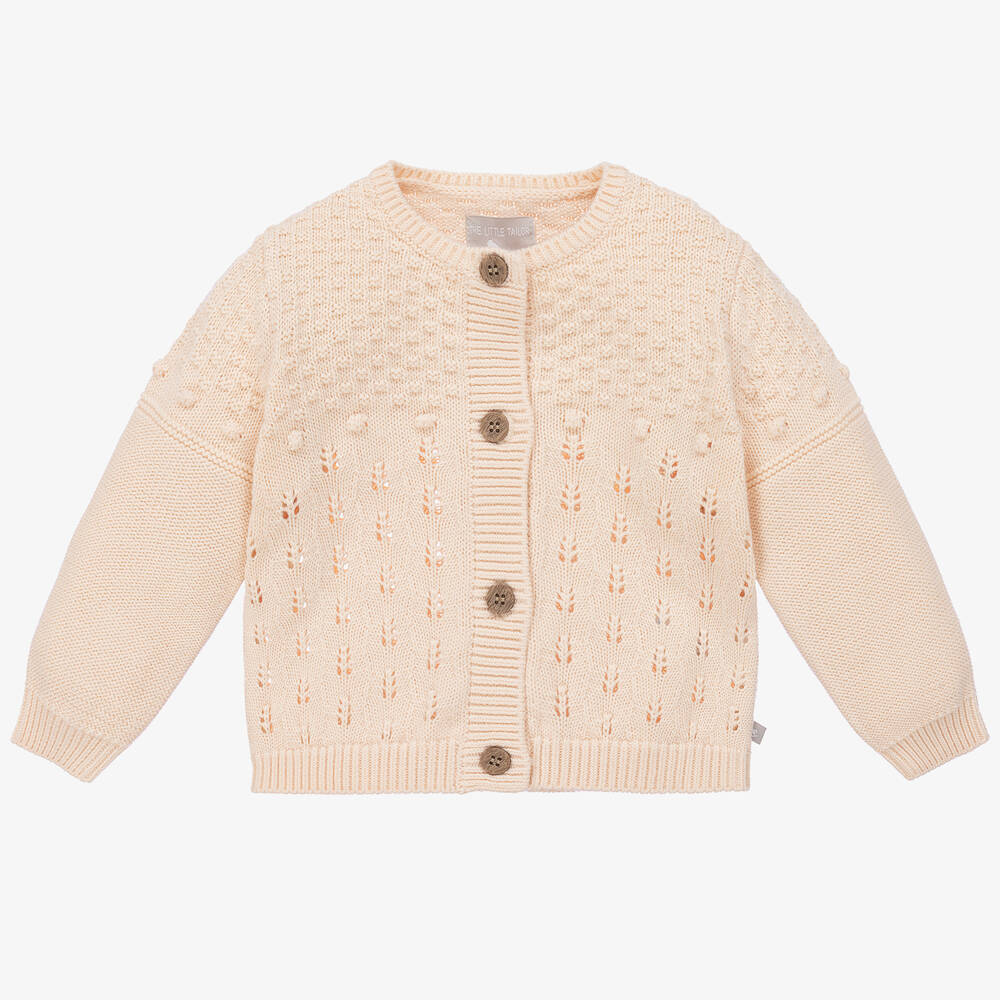 The Little Tailor - Pink Knitted Baby Cardigan | Childrensalon