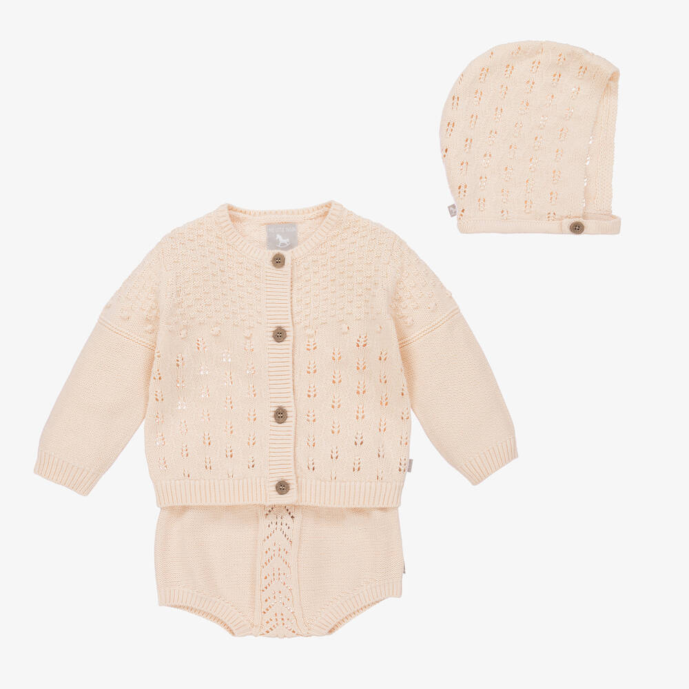 The Little Tailor - Pink Knitted Shorts Set | Childrensalon
