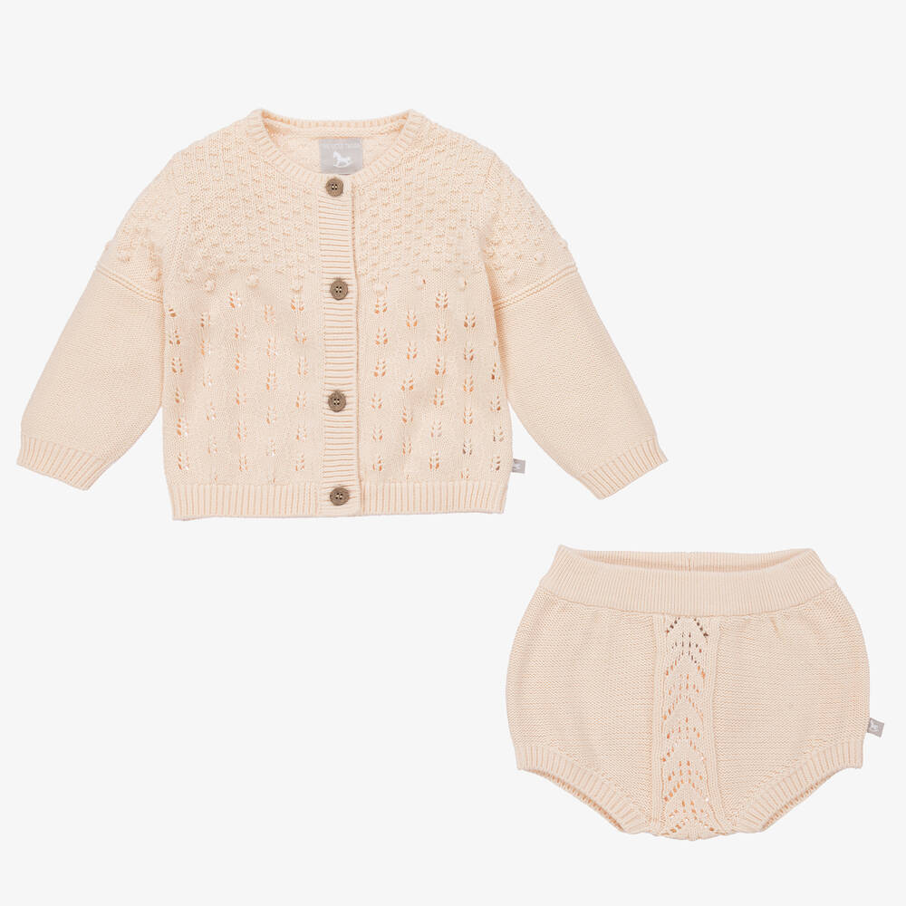 The Little Tailor-Pink Knitted Shorts Set | Childrensalon Outlet
