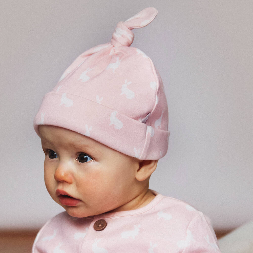 The Little Tailor-Pink & White Cotton Baby Hat | Childrensalon Outlet