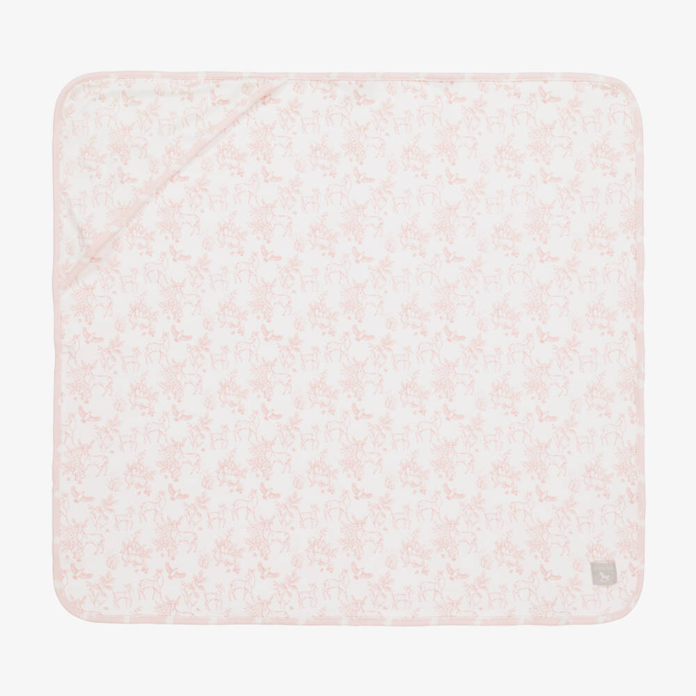 The Little Tailor-Pink Woodland Print Reversible Blanket (69cm) | Childrensalon Outlet