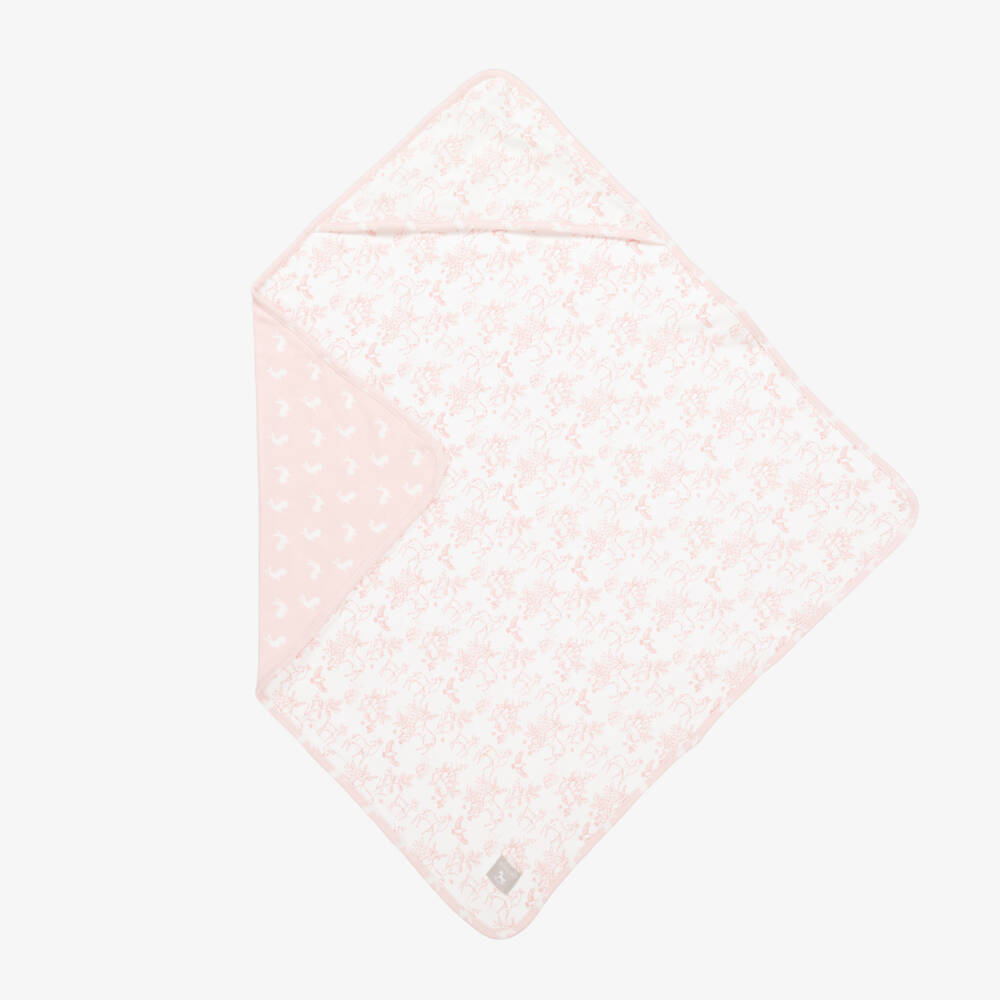 The Little Tailor-Pink Woodland Print Reversible Blanket (69cm) | Childrensalon Outlet