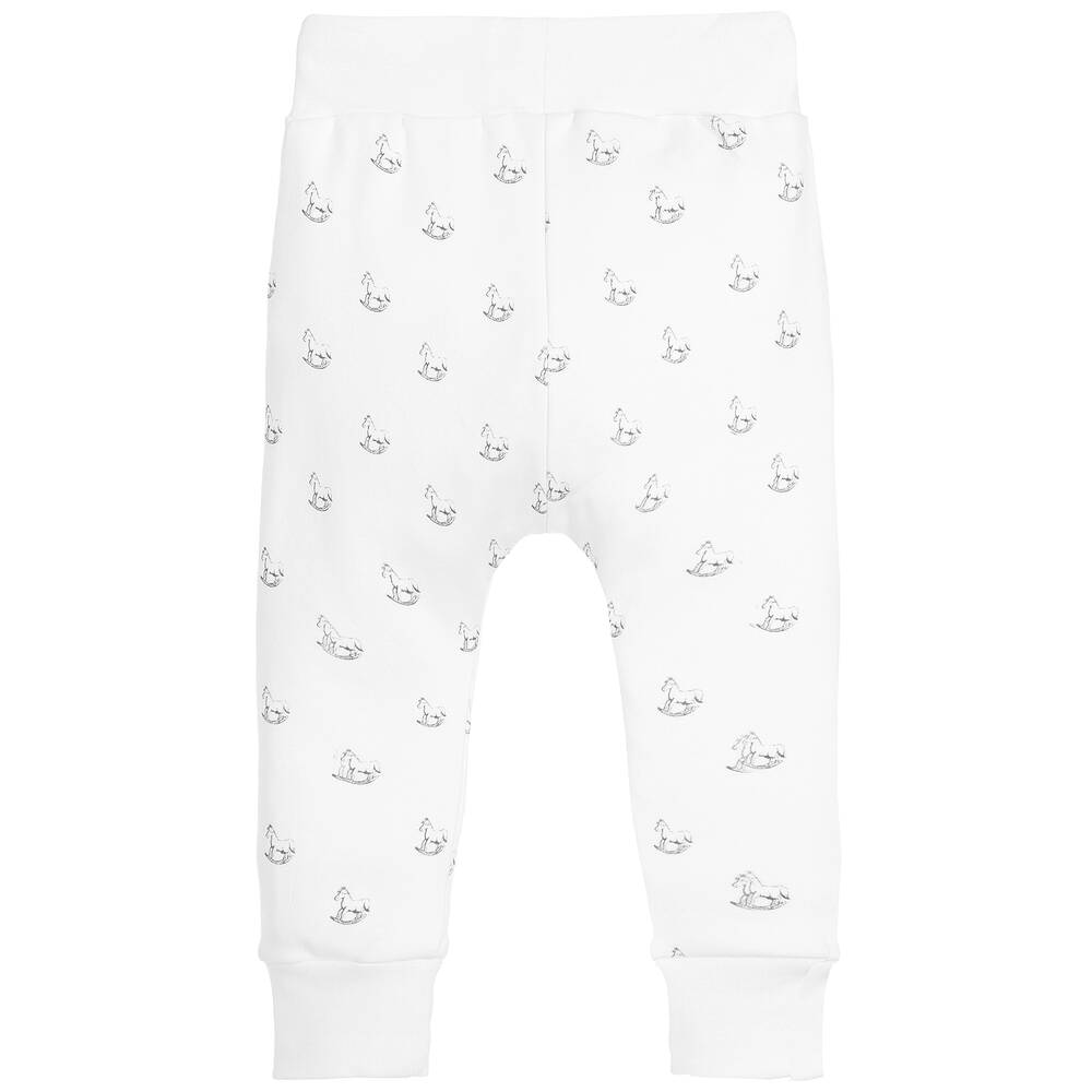 The Little Tailor-White Jersey Rocking Horse Baby Trousers | Childrensalon Outlet