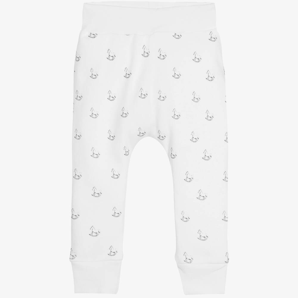 The Little Tailor-White Jersey Rocking Horse Baby Trousers | Childrensalon Outlet