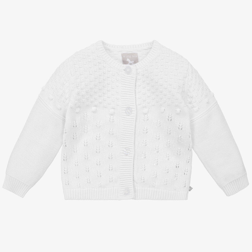 The Little Tailor White Knitted Baby Cardigan Childrensalon Outlet