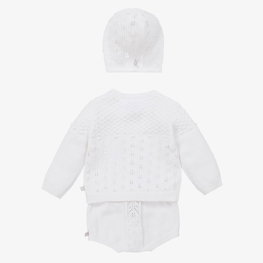 The Little Tailor-White Knitted Baby Shorts Set | Childrensalon Outlet