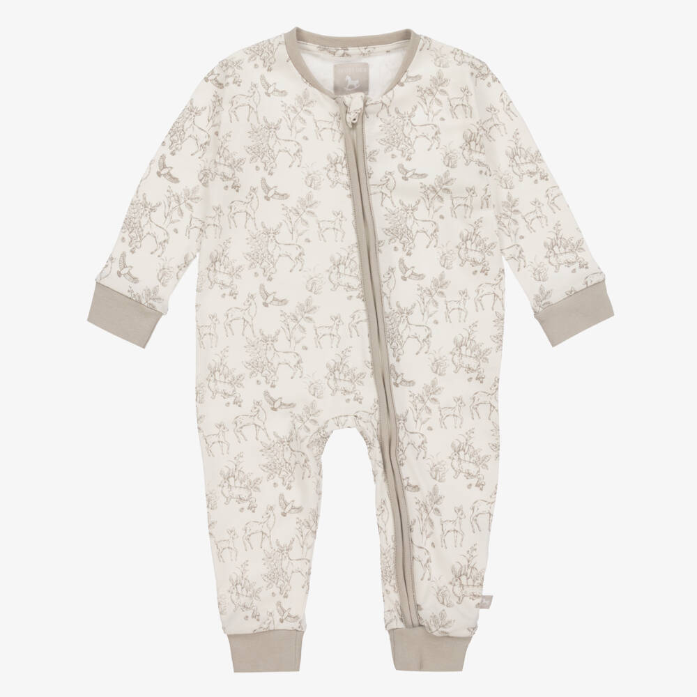 The Little Tailor-White Woodland Print Cotton Romper | Childrensalon Outlet