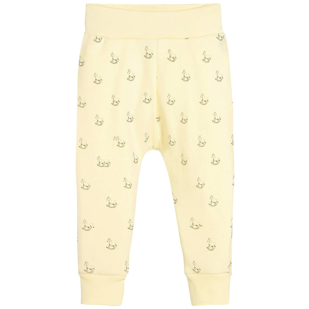 The Little Tailor - Yellow Jersey Rocking Horse Baby Trousers | Childrensalon