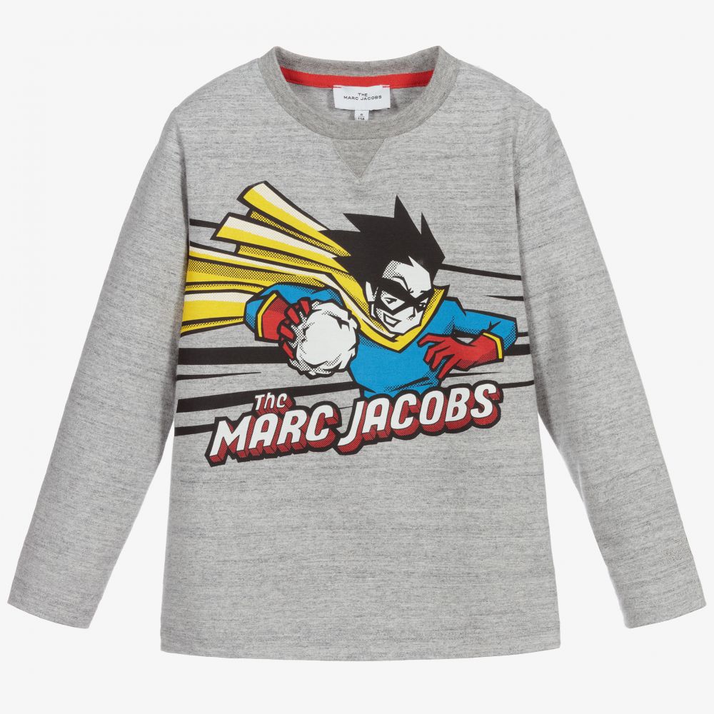 MARC JACOBS - Серый хлопковый топ с комиксами для мальчиков | Childrensalon
