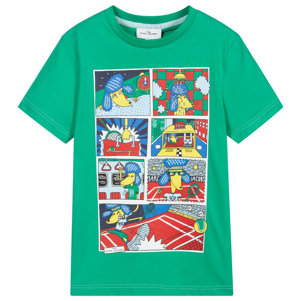 MARC JACOBS - Grünes T-Shirt mit Comic-Print | Childrensalon