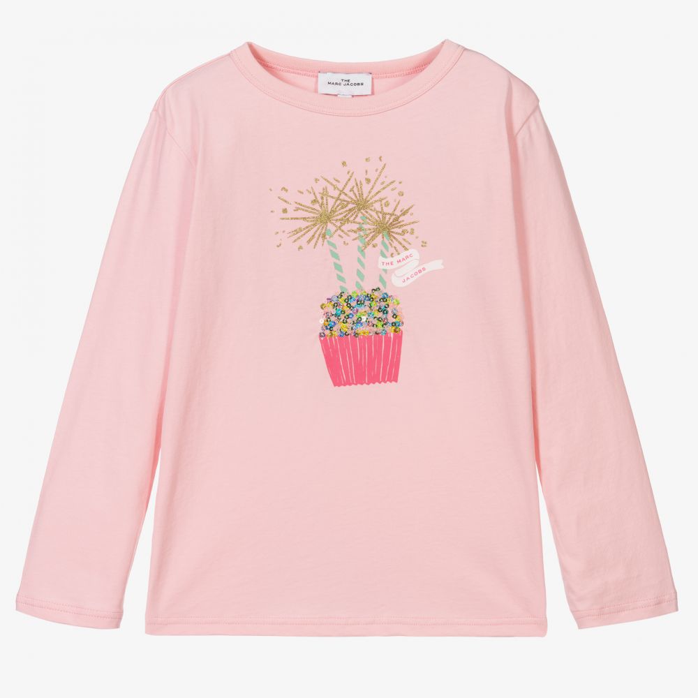 MARC JACOBS - Pink Cotton Logo Top | Childrensalon