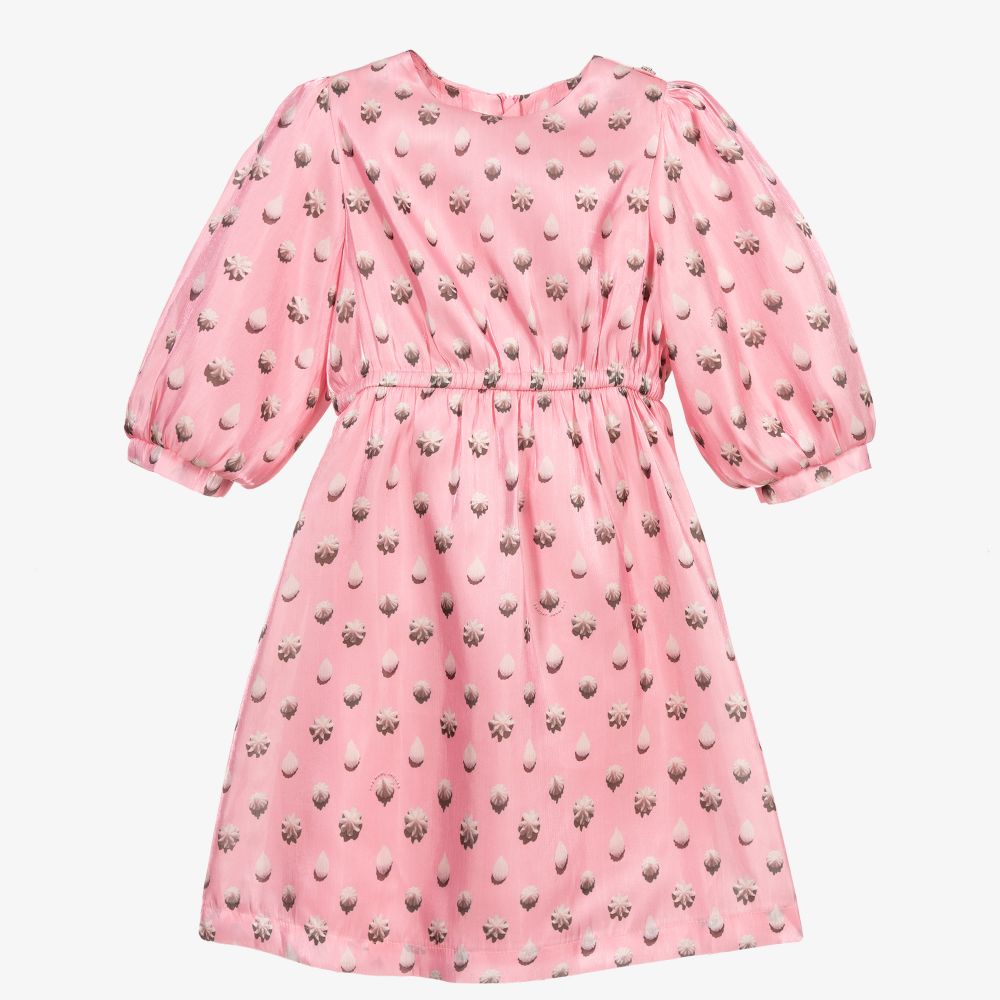 MARC JACOBS - Розовое атласное платье с принтом  | Childrensalon