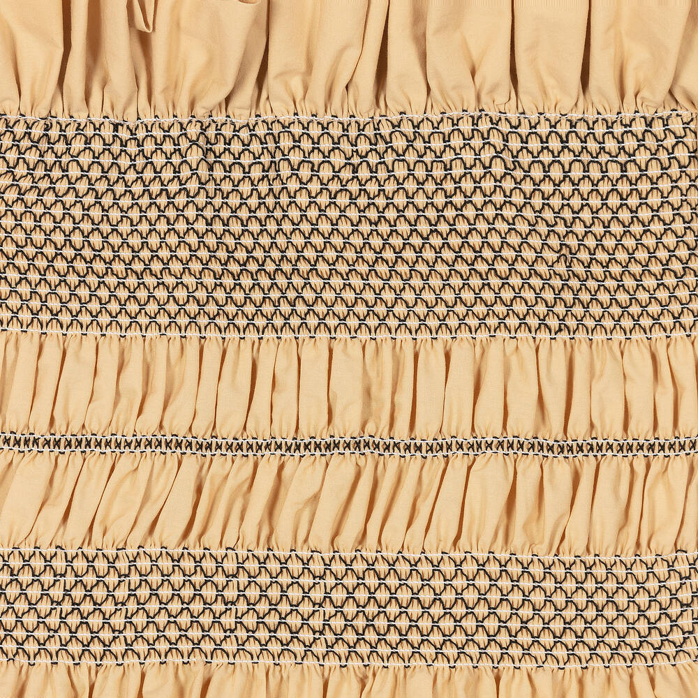 The Middle Daughter-Girls Beige Cotton Shirred Frill Dress | Childrensalon Outlet