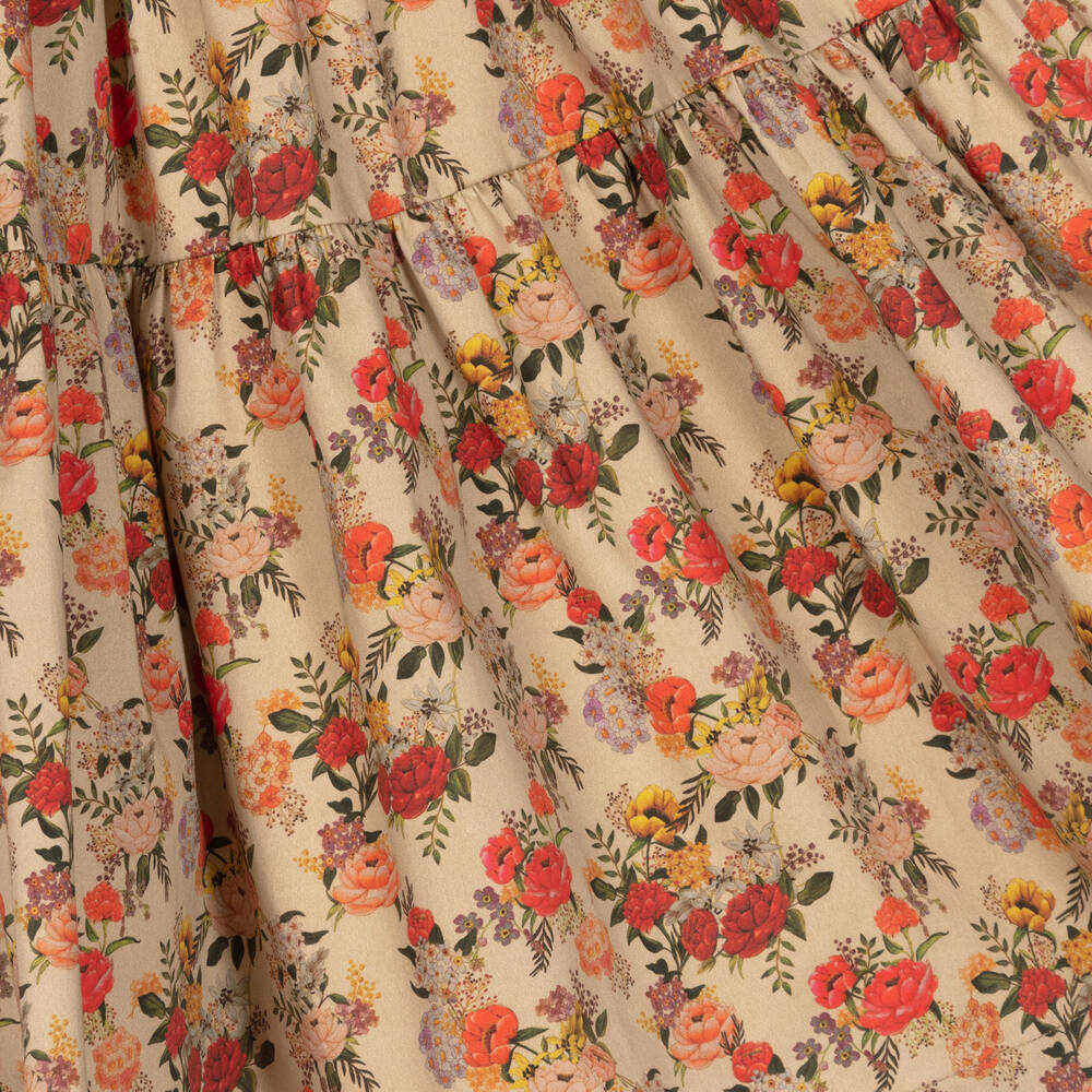 The Middle Daughter-Girls Beige & Red Floral Scallop Dress | Childrensalon Outlet
