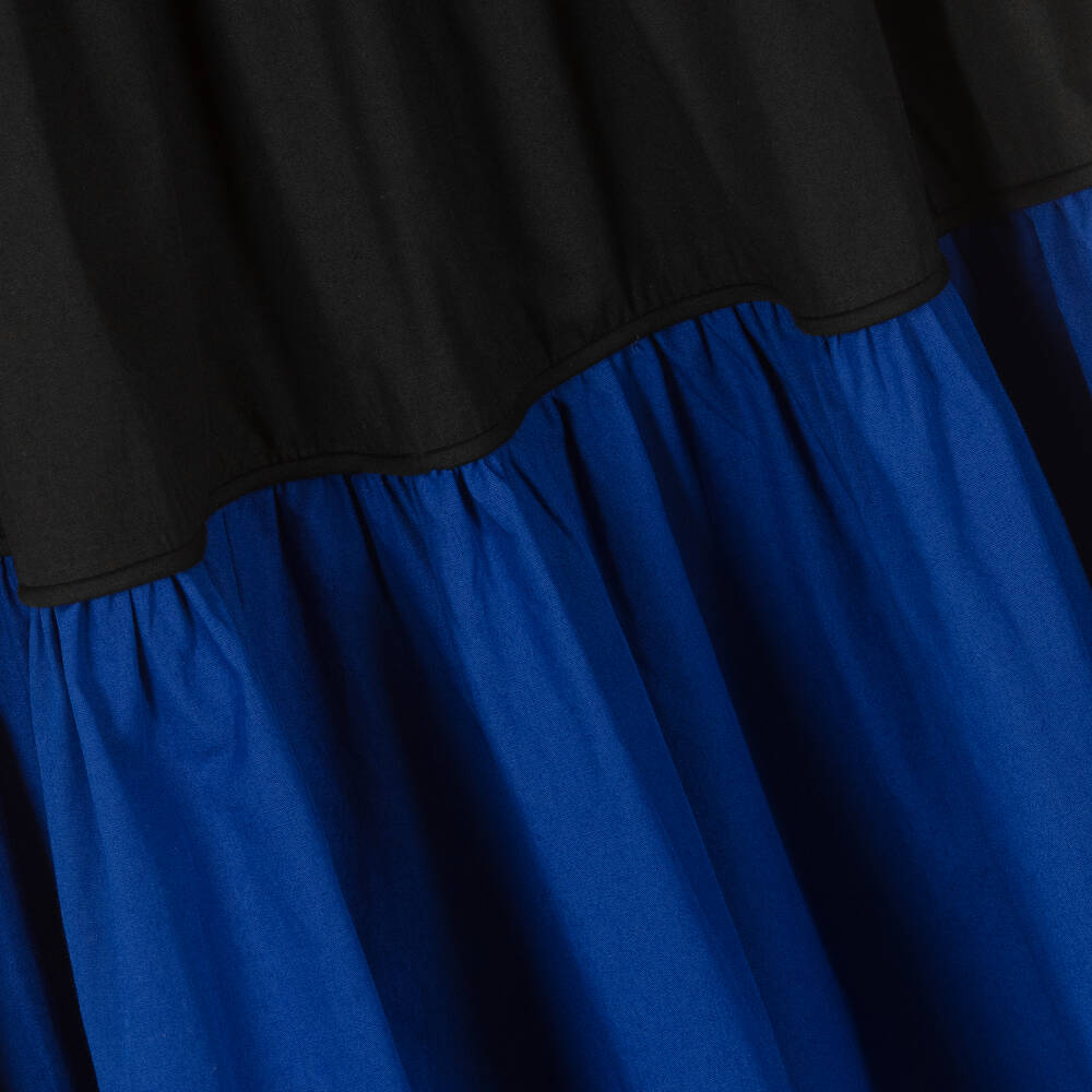 The Middle Daughter-Girls Black & Blue Cotton Midi Dress | Childrensalon Outlet
