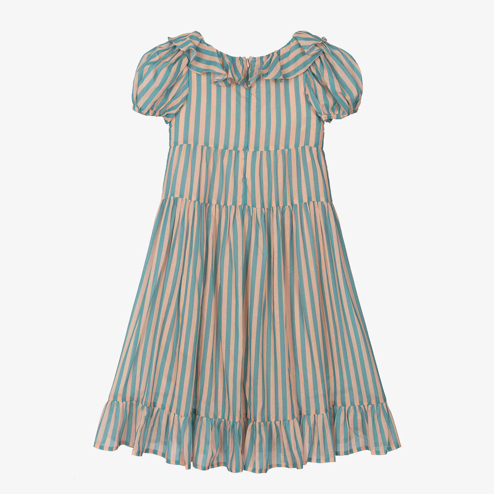 The Middle Daughter-Girls Blue & Pink Striped Cotton Dress | Childrensalon Outlet