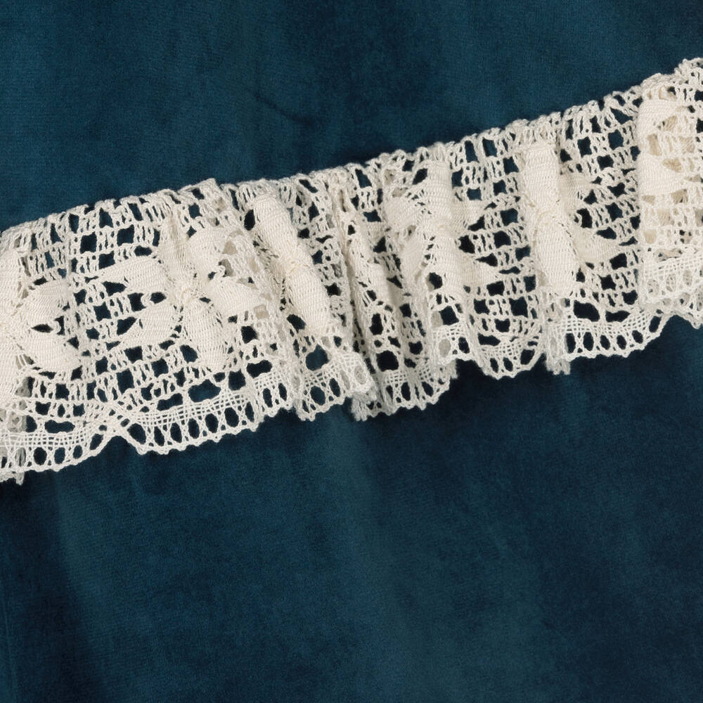 The Middle Daughter-Girls Blue Velvet & Lace High-Neck Dress | Childrensalon Outlet