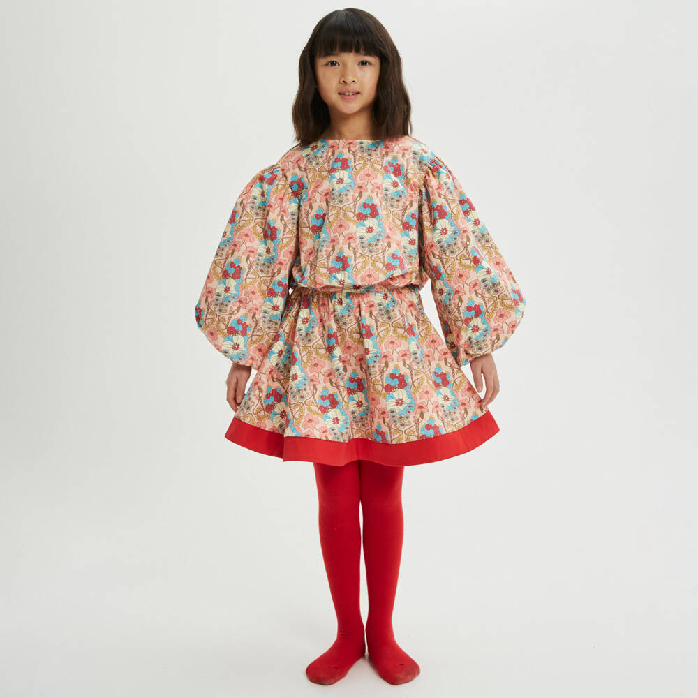 The Middle Daughter-Girls Coral Floral Circle Skirt | Childrensalon Outlet