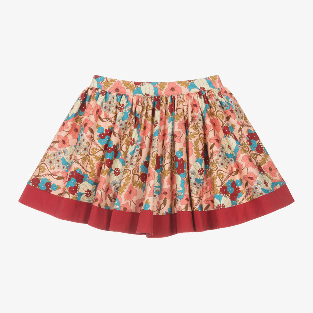 The Middle Daughter-Girls Coral Floral Circle Skirt | Childrensalon Outlet